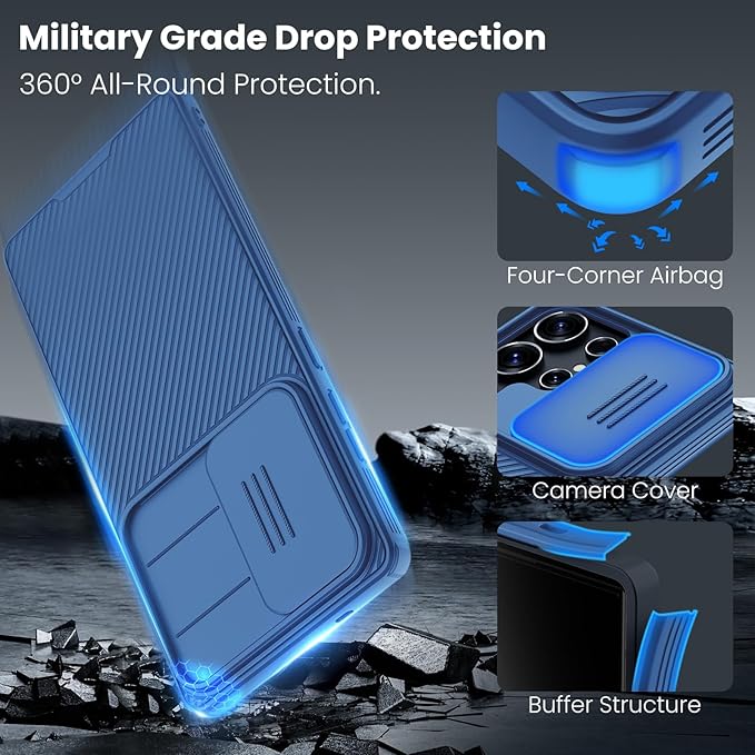 Nillkin CamShield Pro for Samsung Galaxy S25 Ultra Case with Slide Camera Cover Slim Phone Case 2025 6.9'' (Blue)