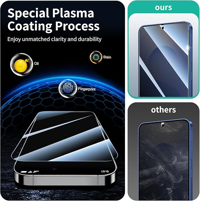 3*Privacy Screen Protector for Samsung Galaxy S24+/S24 Plus/S25+/S25 Plus with a Installation Alignment Aid, Anti-Spy Tempered Glass Film, Private Black Protection, [Shatterproof][ Shockproof]