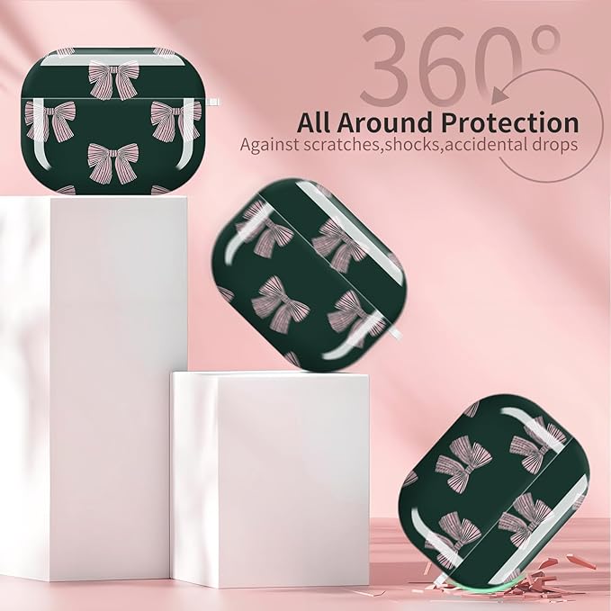Compatible with AirPods Pro 3 Case 2025 for Women Girls – Cute Shockproof Protective Cover with Gold Round Buckle, Anti-Drop Soft Case for AirPod Pro 3rd Gen (Cute Bows)