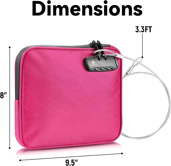 Beach Locking Bag, 9x7.5 Inch Portable Safe for Phone, Wallet, Keys | Anti-Theft Locking Travel Pouch for Pool, Vacation (Rose Red)