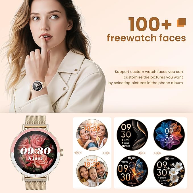 KEEPONFIT Smart Watches with Bluetooth Calls(Answer&Make) for Android/iPhone,1.27’’ Touch Screen with IP68 Waterproof Activity for Women/Men, Pedometer with 100 Sports Model+/Heart Rate/SpO2 Monitor