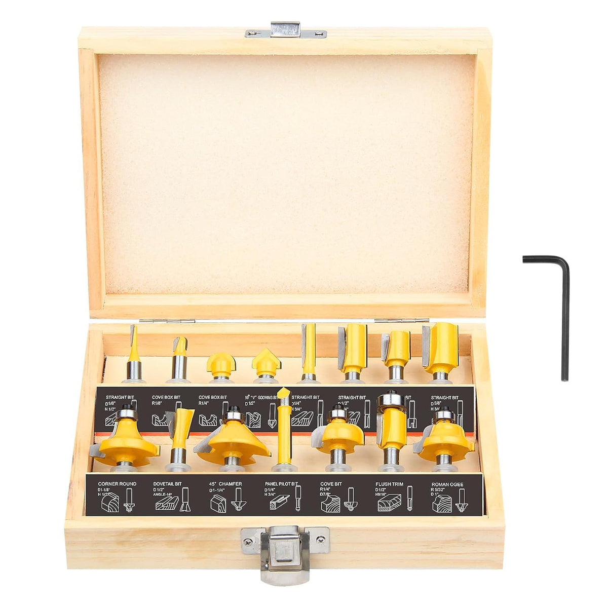 Boren 15 Pieces Router Bits Set 1/4 Inch Shank