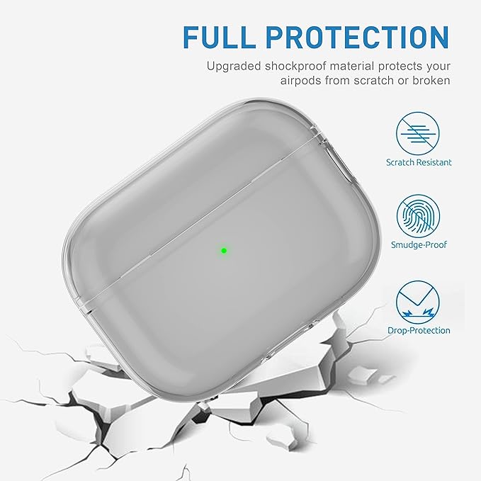 Valkit Compatible with AirPods Pro 2nd/1st Generation Case, Clear with Cleaner Kit, Soft TPU Material, Shockproof Protective Cover for Charging