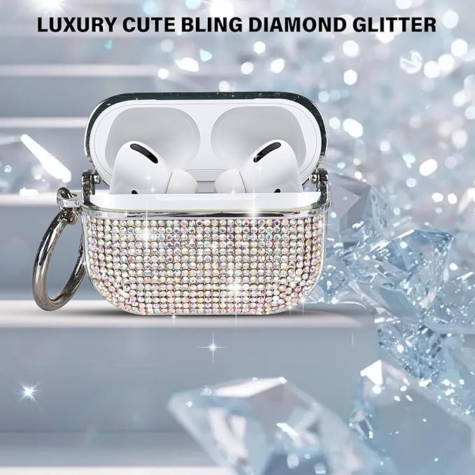 LUVI for AirPods Pro 3 Diamond Case Rhinestone Bling Glitter Crystal Shiny Sparkle Cute for AirPods Pro 3 Cover for Girls Women Wireless Charging Luxury Skin Colour
