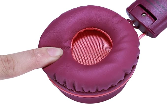 noot products Kids Headphones K33 Foldable Stereo Tangle-Free 5ft Long Cord 3.5mm Jack Plug in Wired On-Ear Headset for Children/Teens/Boys/Girls/ipad/School/Kindle/Travel/Plane/Tablet (Plum)