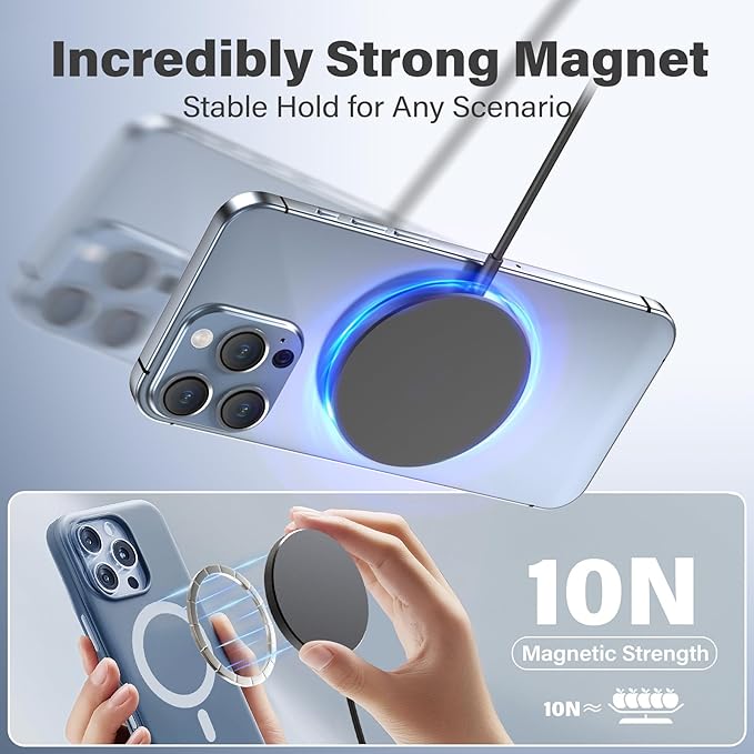 Magnetic Wireless Charger Charging Pad: 15W Qi Fast Portable Slim Charger Puck for iPhone 17e 17 Air 17 Pro Max 16 15 14 13 12 Series S26 & AirPods 4 3 2 Pro - Include USB-C/A Dual Ports (3Pack Black)