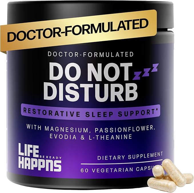 Life Happns Melatonin-Free Sleep Aid for Adults – Triple Magnesium, L-Theanine, Passionflower & Evodia for Deep, Restorative Sleep & Waking Refreshed | Non-Habit-Forming Natural Sleep Relaxation