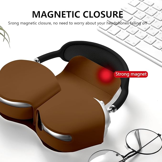 for Apple Airpods Max Case,Headphones Protective Case for AirPod Max Supports Sleep Mode, Anti-Scratch and Anti-Dust,Airpod Pro Max by PU Leather,Brown 2