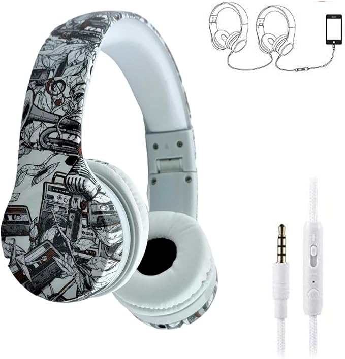 Kids Headphones with Cord, Toddler Headphones with Sharing Function, 85dB/93dB Safe Volume Limit, for Toddler Children Baby Boys Girls On-line Study, School, Travel use (Music)