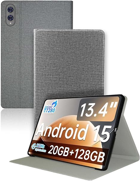 Case for TECLAST T65 Tablet 13.4inch,NOUKAJU Tablet Protection Case,Folding Stand,Angle Adjustment,Protection Cover for TECLAST T65(Gray)