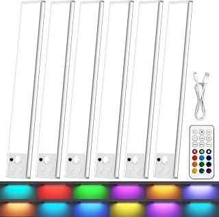 Under Cabinet Lighting Wireless, RGB LED Closet Light Rechargeable, 6 Pack - Image 1