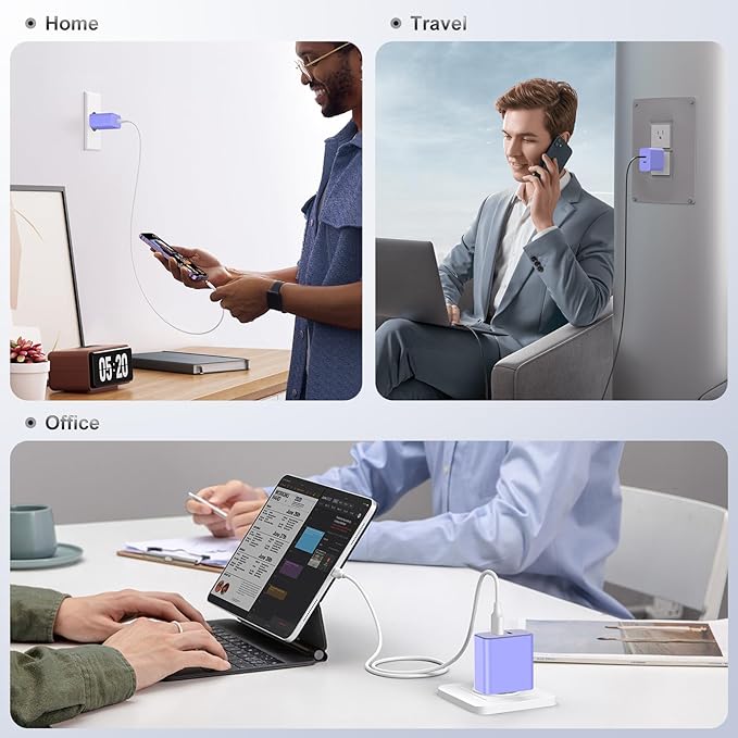 Susnwere 40W Dual USB C Charger Block,2-Port Fast USB-C Power Adapter Wall Charger Plug Type C Charging Block for Laptop Computer & Tablets/Phones iPhone 15/14/13/12/11/X, iPad,Samsung,Google 2 Pack