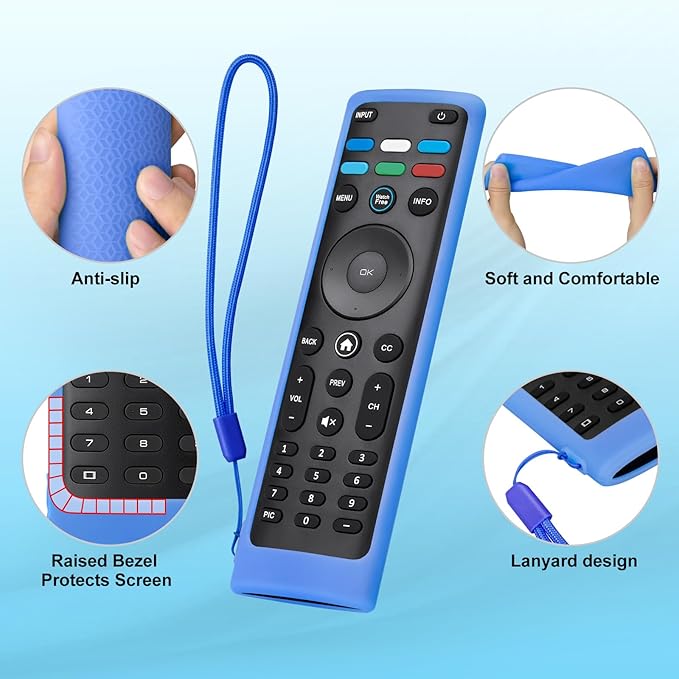 Cover-for-Vizio-Smart-TV-Remote Silicone Case XRT136/ XRT140 (Glow Blue)