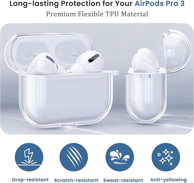 Glitter Case for Airpods Pro 3,with Pearl Wristlet Keychain & Cleaning Kit,Compatible with MagSafe,Sparkle TPU Cover for 2025 Airpods Pro 3rd Generation,Shiny Case for Women & Girl-Glitter Pink