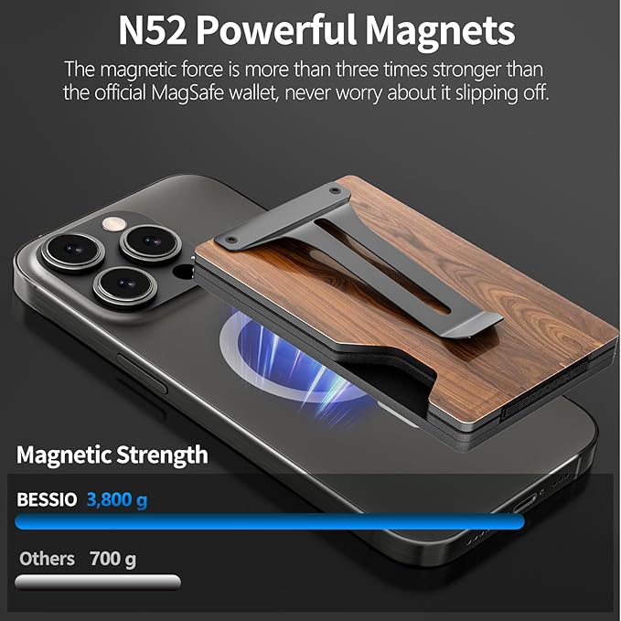 Magnetic Phone Wallet with Apple MagSafe - Metal Card Holder with AirTag Holder, RFID Blocking & Money Clip Mag Safe Wallet for iPhone 16 15 14 13 12 Pro Max/Pro/Plus/Mini