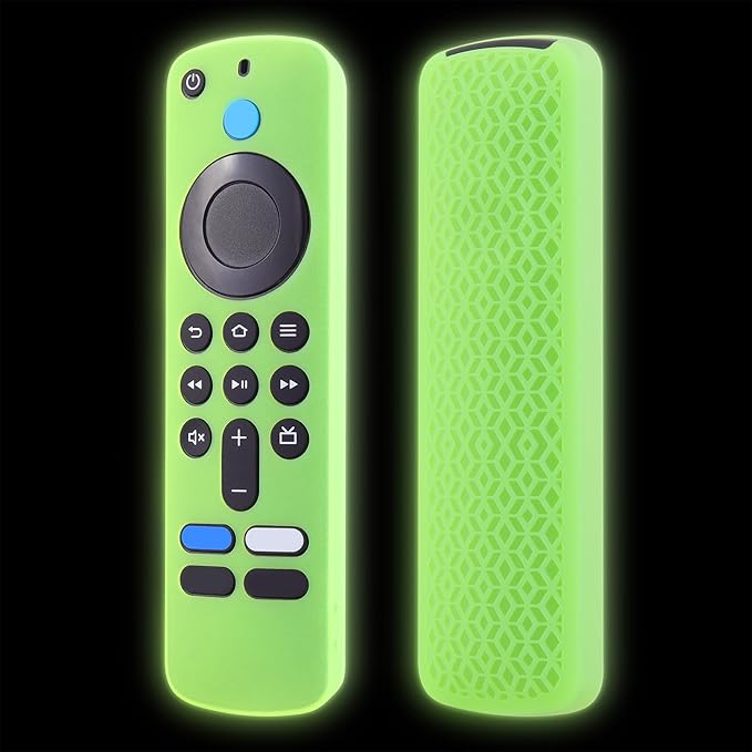 LEFXMOPHY Glow Cover for TV Stick HD / 4K (2024 Model) Wi-Fi 6 4 K Voice Remote Control Silicone Green Case with Lanyard
