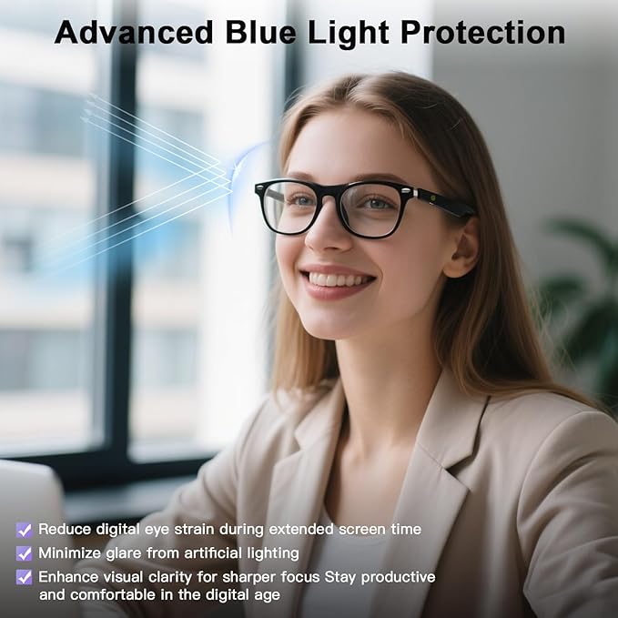 AI Smart Glasses for Men Women with Chat GPT, Bluetooth Translation Glasses - Supports 165+ Languages, Blue Light Filter with Open-Ear Speakers, Music Playback, Hands-Free Calls for Travel Trade.