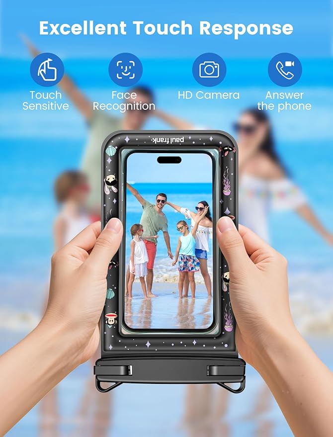 Paul Frank Waterproof Phone Pouch Floating, 2 Pack IPX8 Waterproof Phone Case with Lanyard for iPhone 17 16 15 14 Pro Max Galaxy S25 S24, Cellphone Dry Bag Beach Cruise Ship Essentials(up to 8.5")
