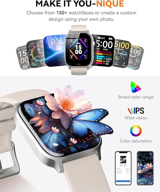 Smart Watches for Women Men, Fitness Tracker Watch with 110 Sports Modes, Step Counter/Sleep Monitor/Pedometer, IP68 Waterproof, Bluetooth Call & Music Control Smartwatch for iPhone/Android,Starlight