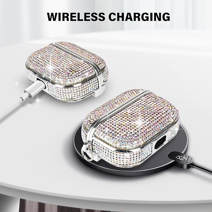 LUVI for AirPods Pro 3 Diamond Case Rhinestone Bling Glitter Crystal Shiny Sparkle Cute for AirPods Pro 3 Cover for Girls Women Wireless Charging Luxury Skin Colour