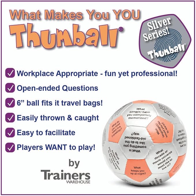 Trainers Warehouse 6" Thumball Collection, 32 Prompts for Conversation, Team Building, Relationship and Training
