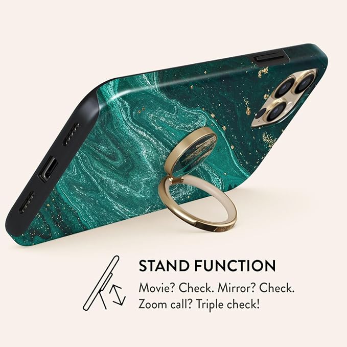BURGA Cell Phone Ring, Holder Grip and Stand - Finger Phone Grip for Back of Smartphone Case, Kickstand 360 Rotation Ring