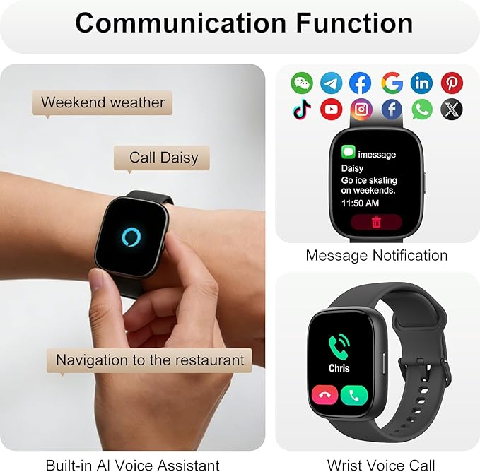 Smart Watch with Alexa & Bluetooth Calling-1.83" HD Touchscreen Fitness Watch, Fitness Tracker w/Heart Rate/Sleep Monitor, 30-Day Standby, 120+ Sports Modes, IP68 Waterproof Smartwatch for Android iOS