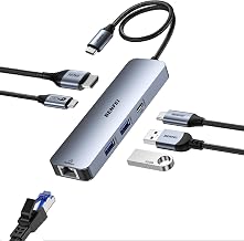 BENFEI 6-in-1 USB C Hub with HDMI(4K@60Hz), 2 USB-A, 1 USB-C Data, 100W Charge, Gigabit Ethernet, Silicone Tangle-Free Cable Compatible with MacBook Pro/Air, iPad Pro, iMac, iPhone 15 Pro/Pro Max - Image 1
