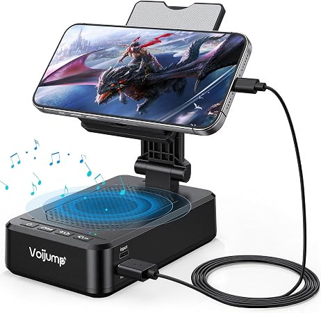 3-in-1 Phone Stand with Bluetooth 5.3 Speaker & Charging, Adjustable Foldable Desktop Phone Holder, HD Stereo Sound, Non-Slip Base for iPhone, Samsung Galaxy & iPad, Gifts for Men Women