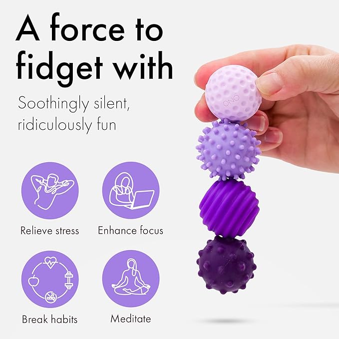 ONO Signets – Silicone Magnetic Balls with Textured Dimples, Bumps, and Waves | Fun to Play with Fidget Toy for Adults | Help Relieve Stress, Anxiety, Tension (Lavender, Set of 8)