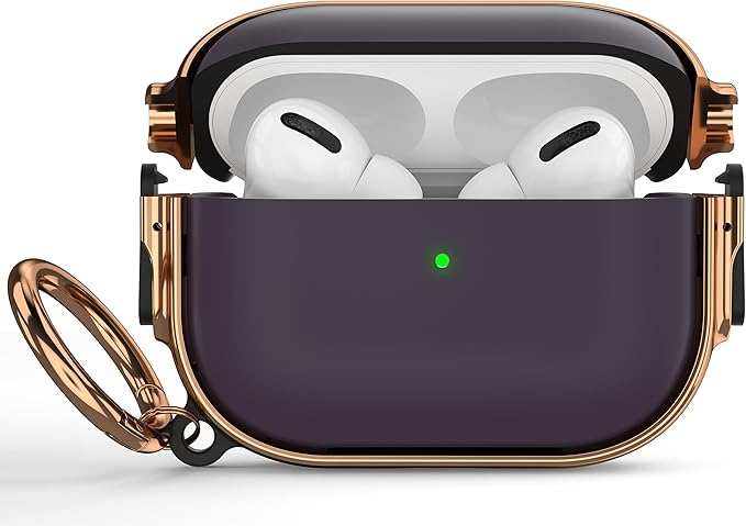 Maxjoy for AirPods Pro 2nd/1st Generation Case with Lock, Cute AirPods Pro 2 Case Lock Protective Hard AirPod Pro Cover for Women Men with Keychain for Airpod Pro (2023/2022/2019), Purple/Rose Gold