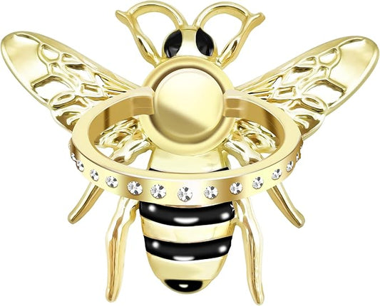 TACOMEGE Bee Cell Phone Ring Holder gift for girls women, Crystal Finger Ring Kickstand Compatible with Smartphone, Tablet, E-reader (Gold-1)