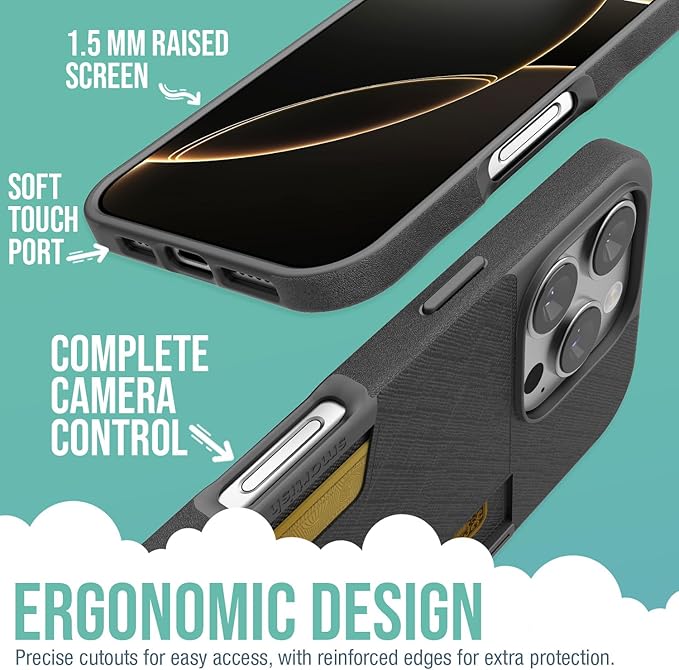 Smartish® iPhone 16 Pro Max Wallet Case - Wallet Slayer Vol 2 [Slim + Protective] Credit Card Holder w/Kickstand - Drop Tested Hidden Card Slot Cover for Apple iPhone 16 Pro Max - Black Tie Affair