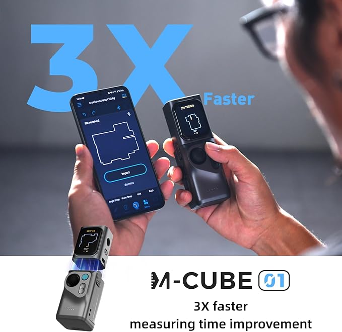 HOZO M-Cube Laser Measuring Tool Adaptor, 01 Smart Planner - Features 360° Joystick for Capturing Floorplans from Any Angle, One-Tap Button for Precise Edge and Corner Measurements