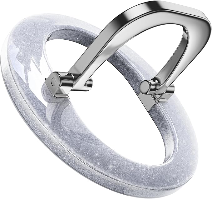 SUPERONE for MagSafe Phone Grip, Adjustable Magnetic Phone Ring Holder Removable Finger Phone Ring Kickstand Compatible with MagSafe Accessories Only for iPhone 17 & 16 & 15 & 14 & 13 & 12 (Silver)