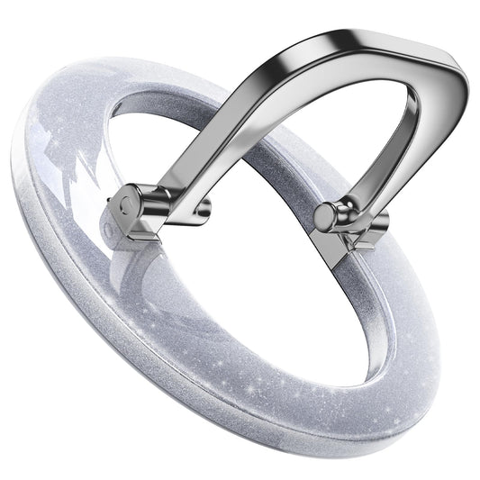 SUPERONE for Magsafe Ring Holder, Magnetic Phone Grip with Adjustable Stand, Removable Magnetic Accessories, iPhone 12/13/14/15/16/17 Series & Magsafe Case - Glitter Silver