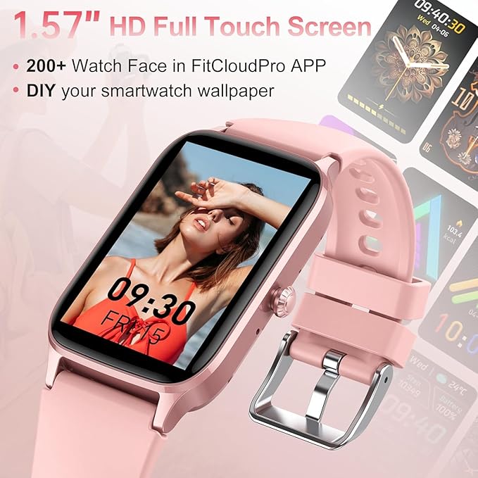 Smart Watch for Women, 1.57" Smartwatch (Answer/Make Call), 2025 NEW Fitness Tracker with 110+ Sport Modes, Heart Rate/Sleep Monitor, IP68 Waterproof, Pedometer, Fitness Watch for Android iOS Pink