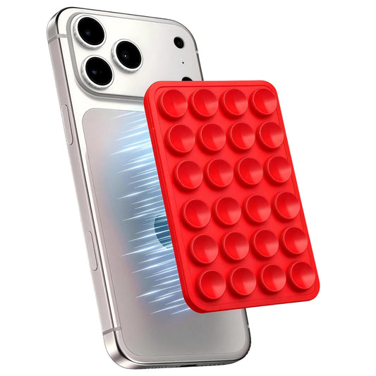 Red OCTO-Buddy Double Sided Silicone Suction Phone Case Mount, Silicon Adhesive Smartphones Stand Sticky Phone Grip, Hands-Free Phone Holder for Selfies and Videos Trending TikTok Items for iPhone