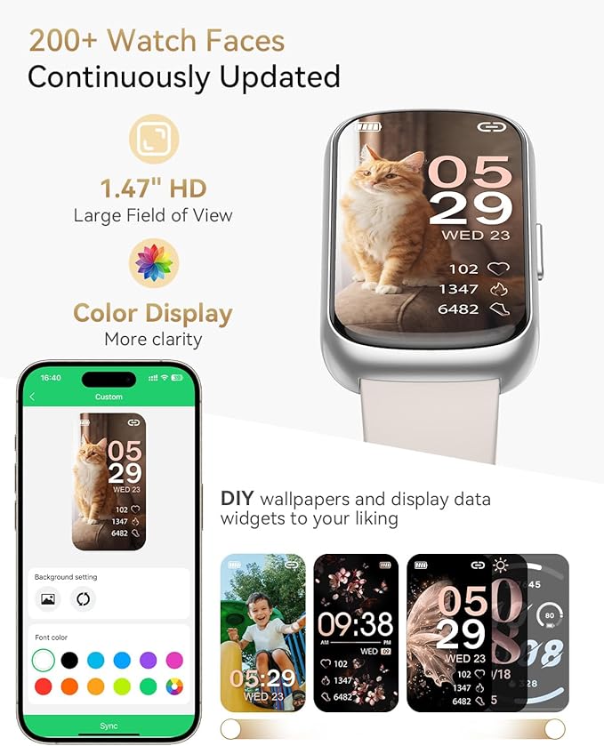 Fitness Tracker Watch, Smart Watches for Women/Men with Sport Activity Tracker, Fitness Watch with Heart Rate, Blood Oxygen Monitor and Sleep Tracker, IP68 Android Smart Watch with 4 Straps, Gift