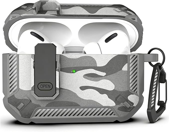 for AirPods Pro 2 Case for AirPods Pro 2nd/1st Generation Case Cover with Lock, AirPods Pro 2 Protective Case with Keychain Compatible with Apple AirPod Pro2 2023 USB C Cable 2022,Gray