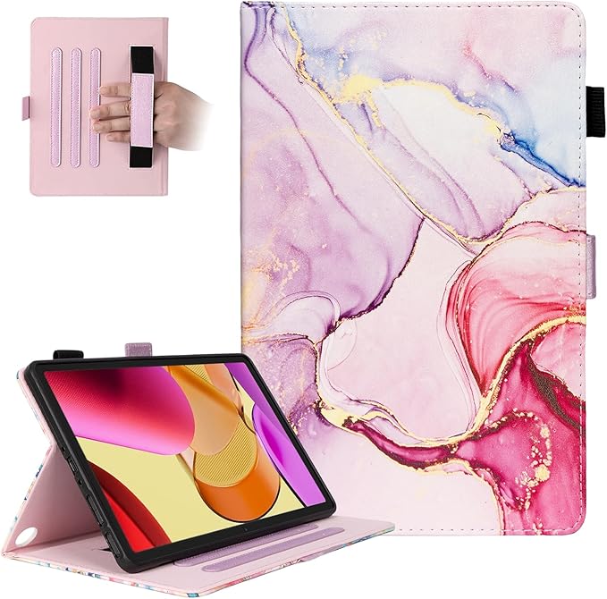 Dteck for Amazon Fire Max 11 Tablet Case - 11" (13th Gen) 2023, PU Leather Shell TPU Back Cover Folio Case with Auto Sleep Wake, Adjustable Viewing Angles, Cute Pink Marble