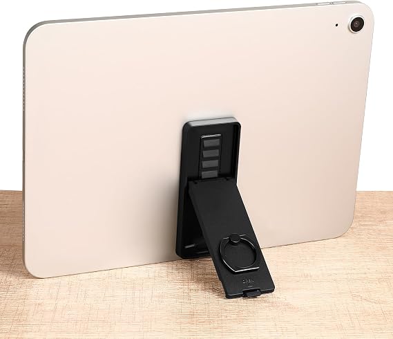 Ptwola Universal Tablet Ring Holder Black Tablet Stand Foldable Multi Angle Tablets Grip Stand Adhesive Tablets Kickstand Attachment Desk Accessories for More Reader PC Laptop