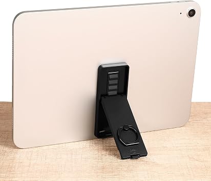 Ptwola Universal Tablet Ring Holder Black Tablet Stand Foldable Multi Angle Tablets Grip Stand Adhesive Tablets Kickstand Attachment Desk Accessories for More Reader PC Laptop