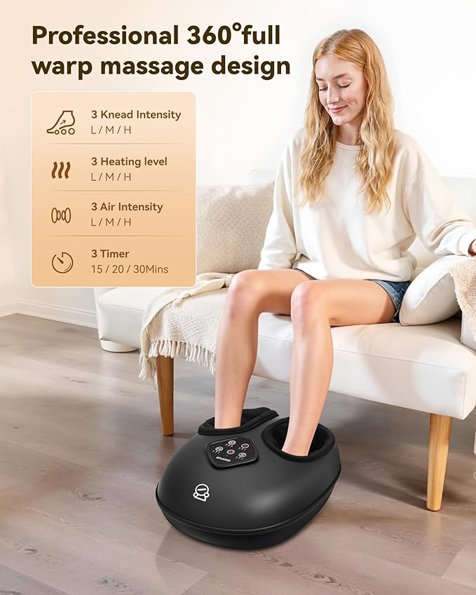 COMFIER 2025 Shiatsu Foot Massager with Heat,Compression,Kneading &Rolling,Foot Massager for Neuropathy,Plantar Fasciitis,Upgraded for Larger Feet Machine(Size 15),Home or Office, Christmas Gifts