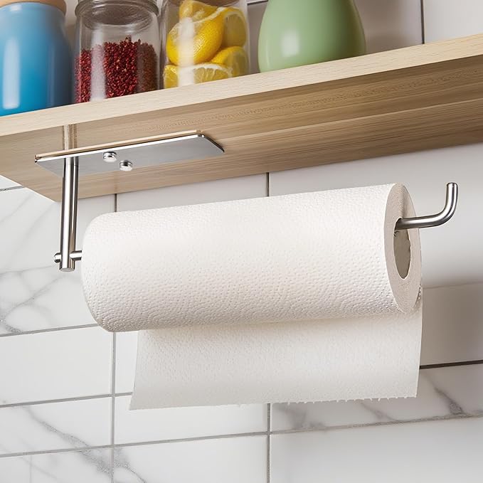 YIGII Wall Mount Paper Towel Holder, Under Cabinet Paper Towel Rack