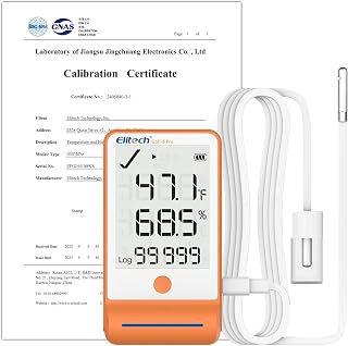 Elitech GSP-6G Bluetooth Data Logger Temperature Humidity with 100000 Points Data Storage Export, Pharmacy Vaccine DDL, MAX MIN AVR MKT, GSP-6G-ISO 17025 Certified with Dual Probe GLE/The