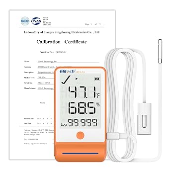 Elitech GSP-6G Bluetooth Data Logger Temperature Humidity with 100000 Points Data Storage Export, Pharmacy Vaccine DDL, MAX MIN AVR MKT, GSP-6G-ISO 17025 Certified with Dual Probe GLE/The