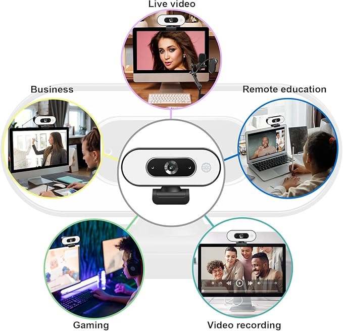 1080P USB Camera for Switch 2/ PC, Ring Light & 3-Level Brightness - Streaming Camera with Built-in Mic, Tripod & Plug&Play for Zoom/Skype/Facetime, PC/Mac/Laptop