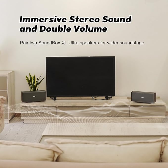 DOSS SoundBox Ultra Bluetooth Speaker with 2.1 Channel Audio, 80W Superior Sound with Deep Bass, Two DSP Technologies, 18H Playtime, BT 5.3, Wireless for Home, Office, Livingroom-Grey