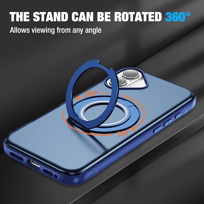 for iPhone 17 Case [Compatible with Magsafe] [15 FT Military Grade Drop Protection] with Screen Protector & Lens Protector,Shockproof Kickstand Phone Case for iPhone 17 (Blue)